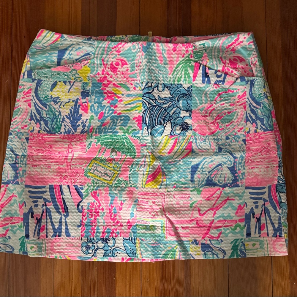 Lilly Pulitzer Pastel Patchwork Quilted Mini Skirt-size 10